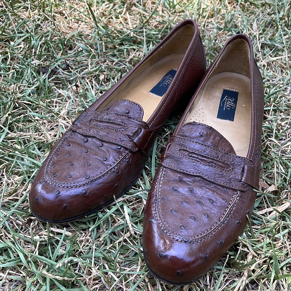 Genuine Ostrich Zelli Loafers 10.5 - practically new condition.